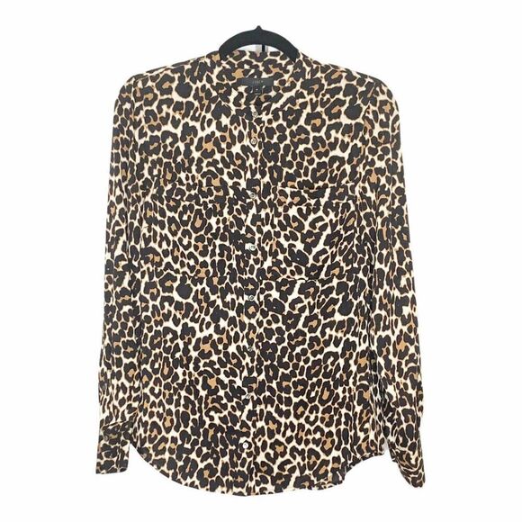 J. Crew Women’s Silk Leopard Print Button Down Blouse Top Size 4 Style E6419 - Picture 1 of 8